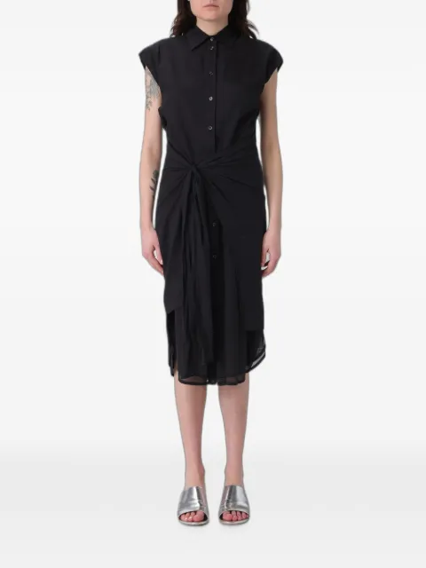 Tela vestido camisero midi con detalle de nudo