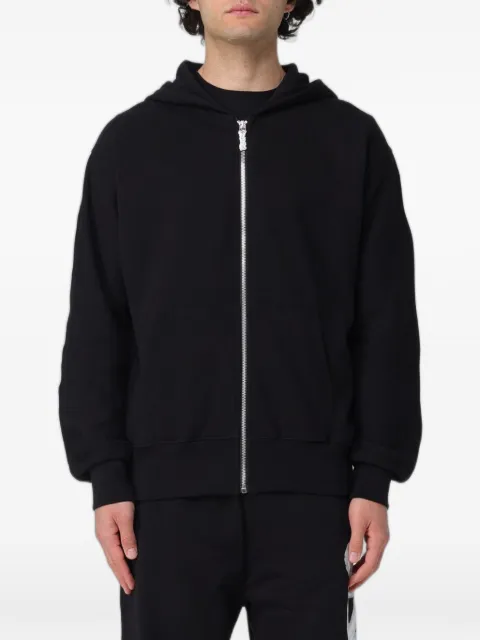 DISCLAIMER logo-print zip-up hoodie