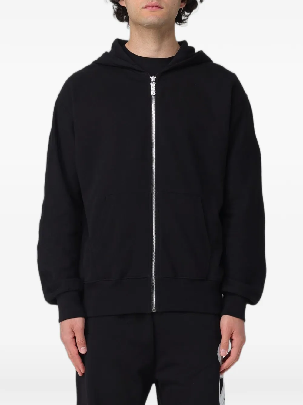 DISCLAIMER logo-print zip-up hoodie - Nero