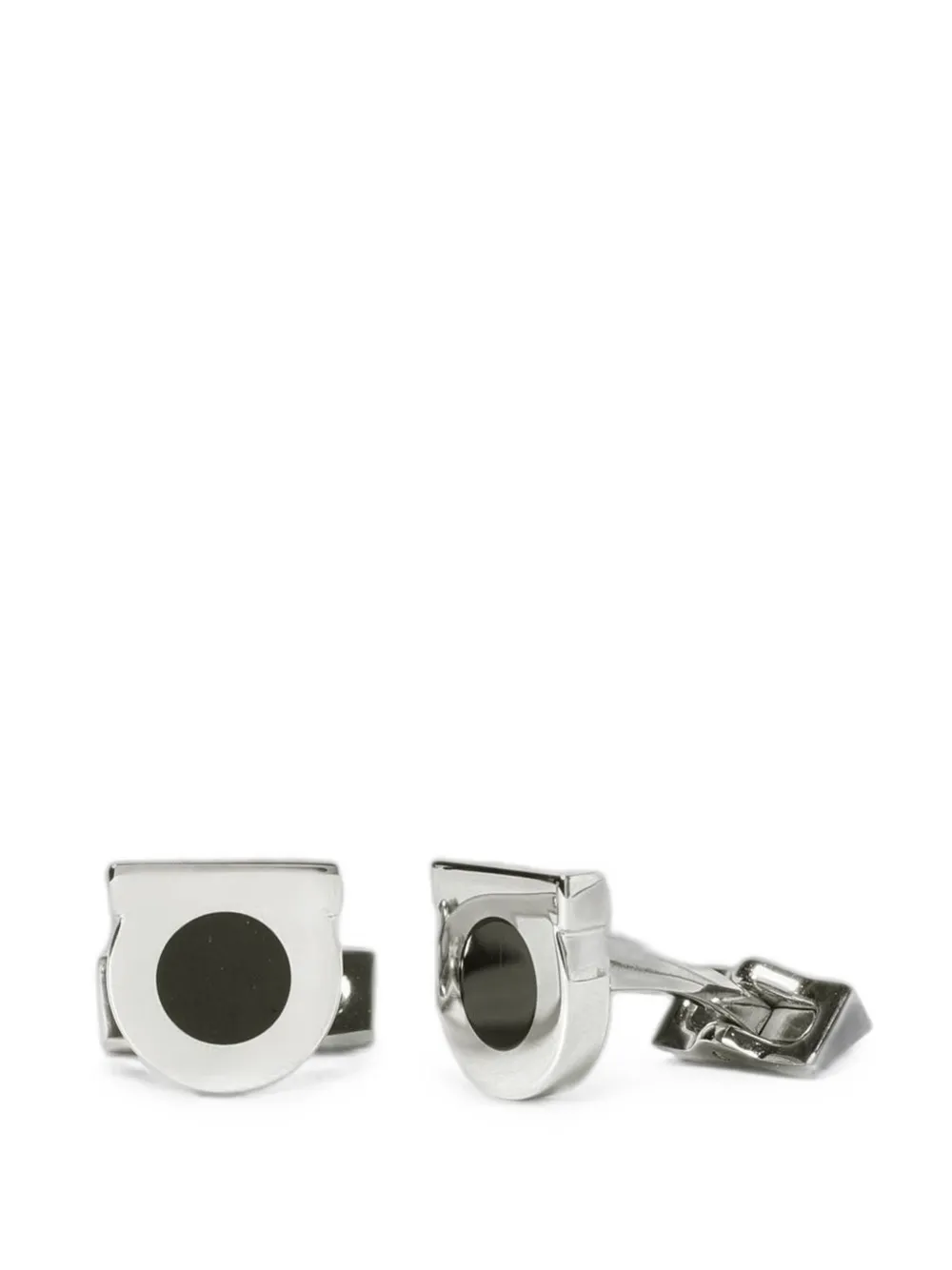 Ferragamo Gancini Enamel-detail Cufflinks In Metallic