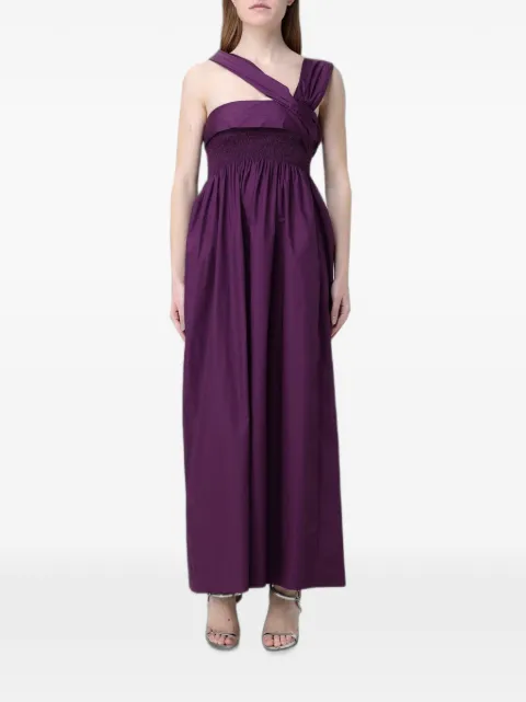 Tela one-shoulder shirred-waist dress