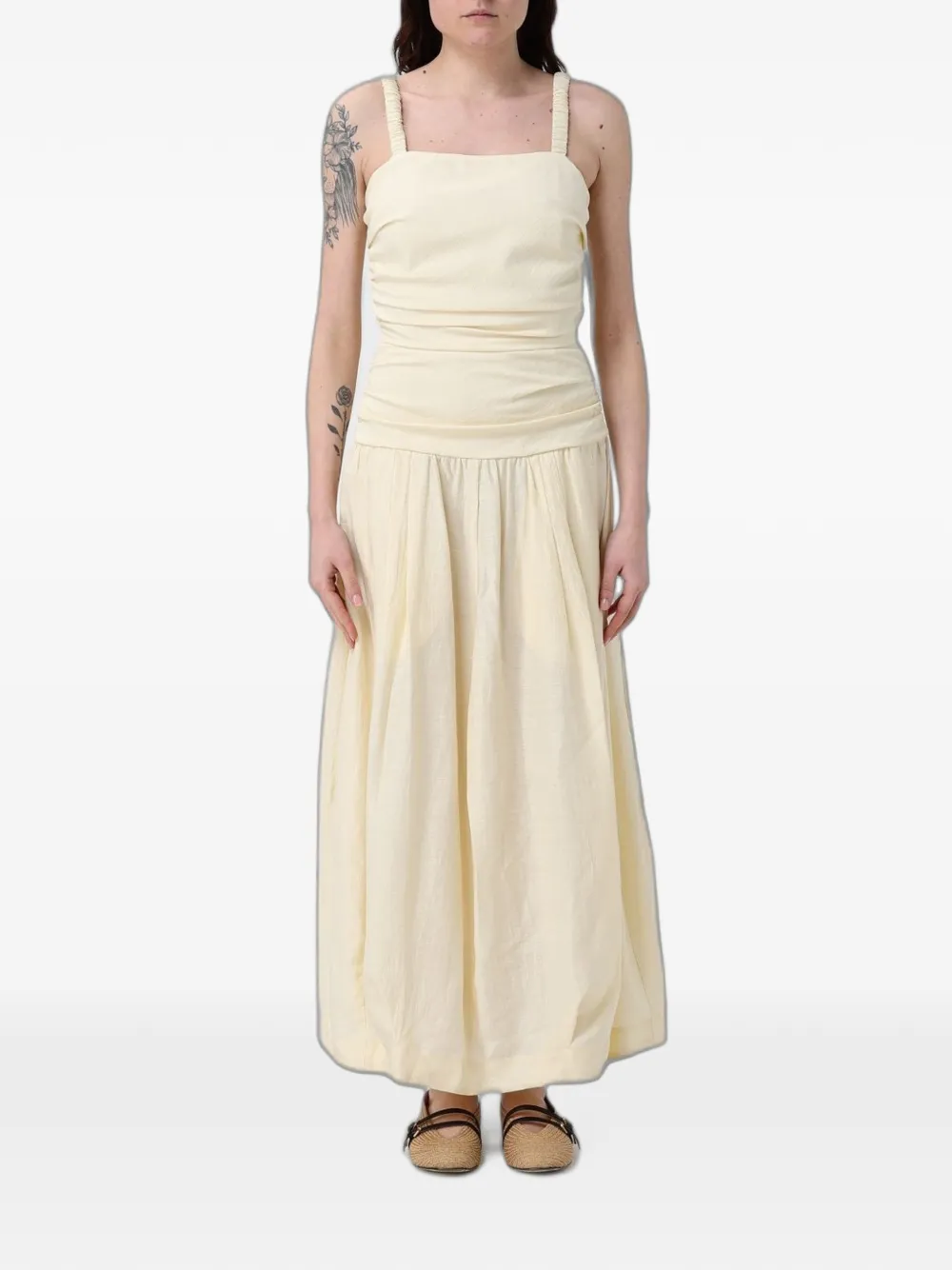 Tela bow-detail ruched maxi dress - Giallo