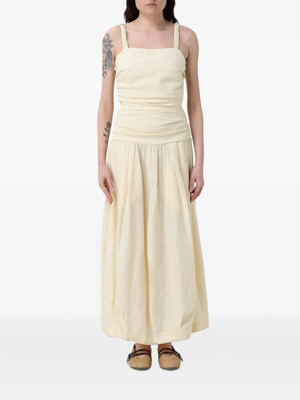 Tela bow-detail ruched maxi dress - Giallo