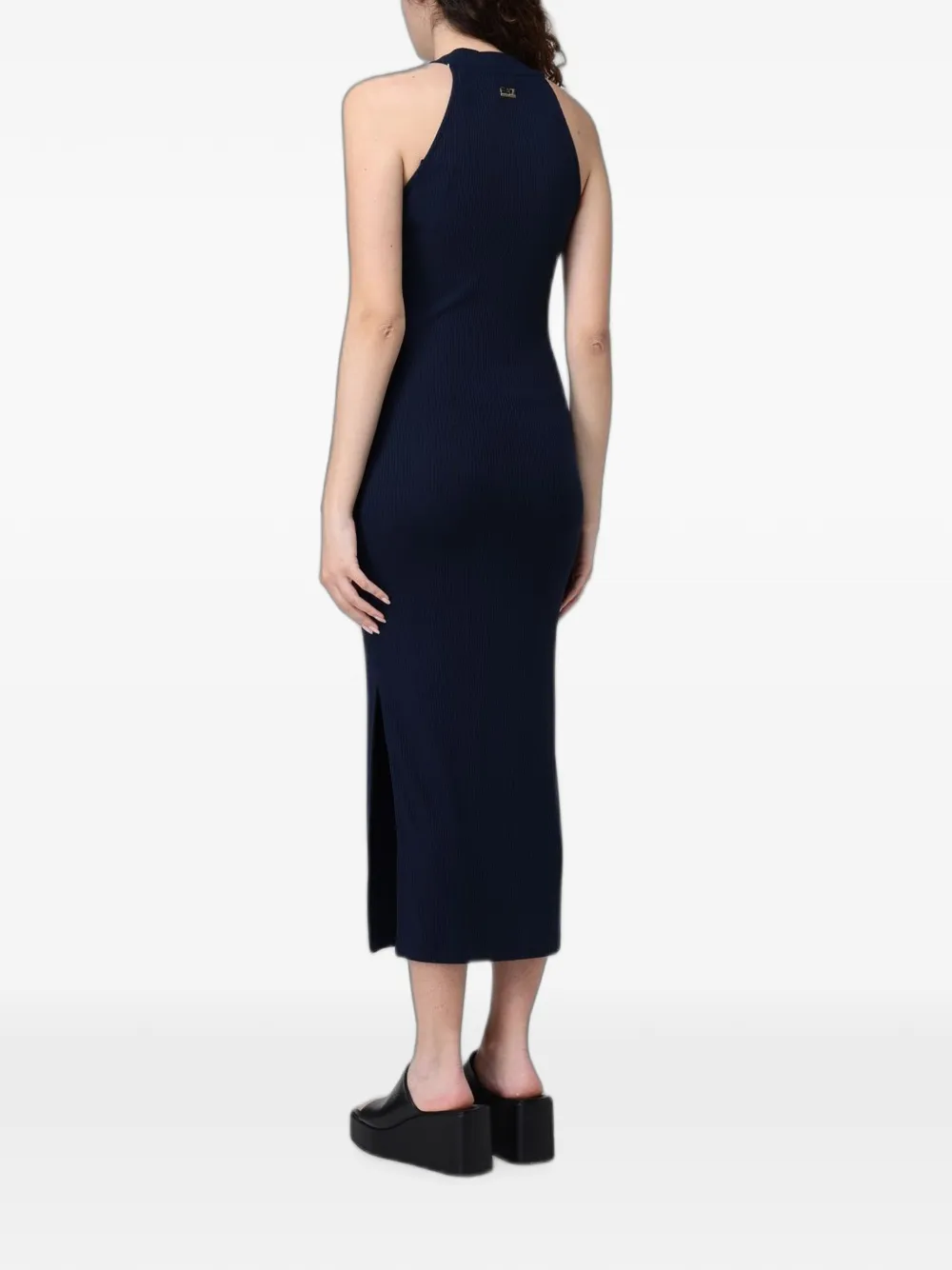 Ea7 Emporio Armani Ribgebreide halterjurk Blauw