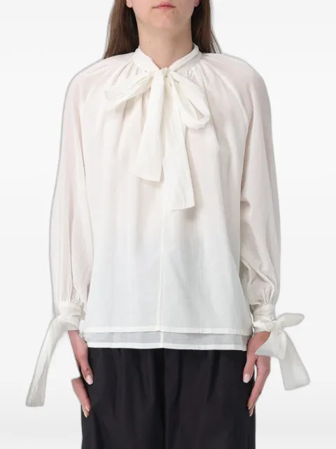 Tela pussy-bow tie-cuff blouse