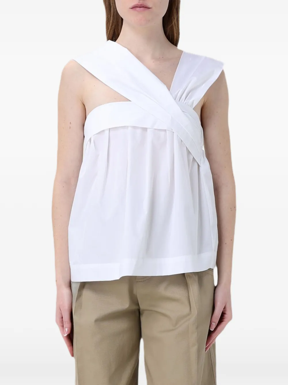 Tela one-shoulder cotton top - Bianco