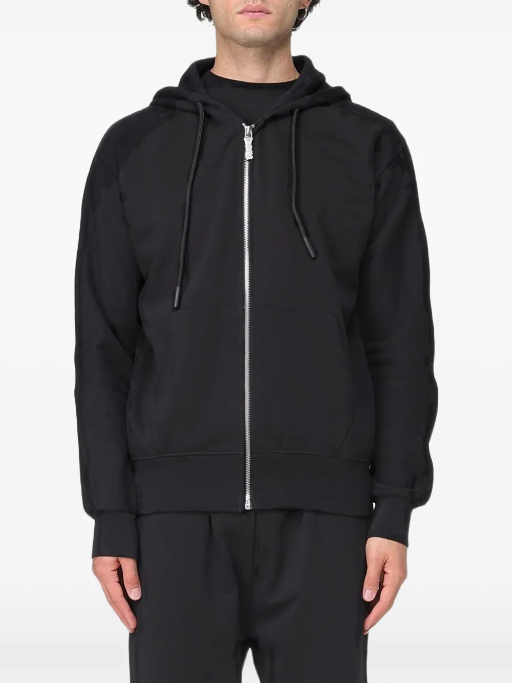 DISCLAIMER logo-print zip-up hoodie - Nero
