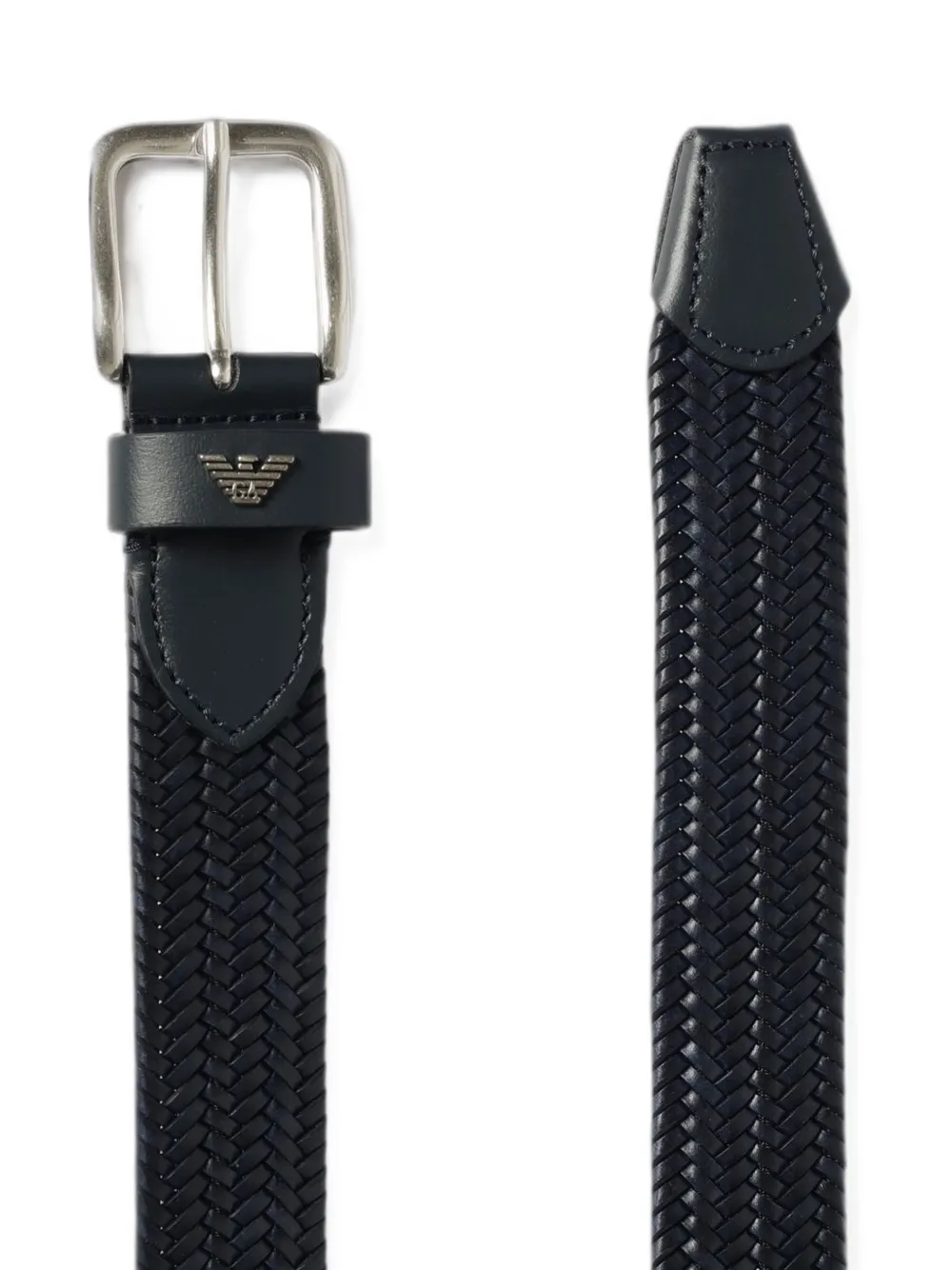 Emporio Armani Geweven leren riem Blauw