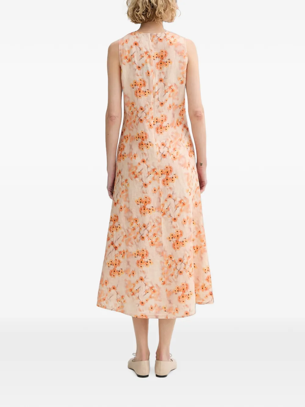 Marc O'Polo Jurk met V-hals en bloemenprint Beige