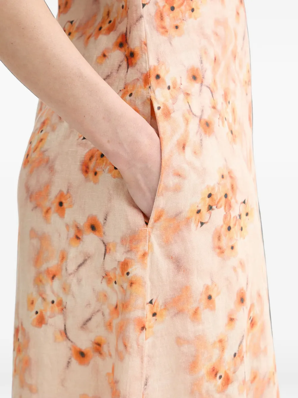 Marc O'Polo Jurk met V-hals en bloemenprint Beige