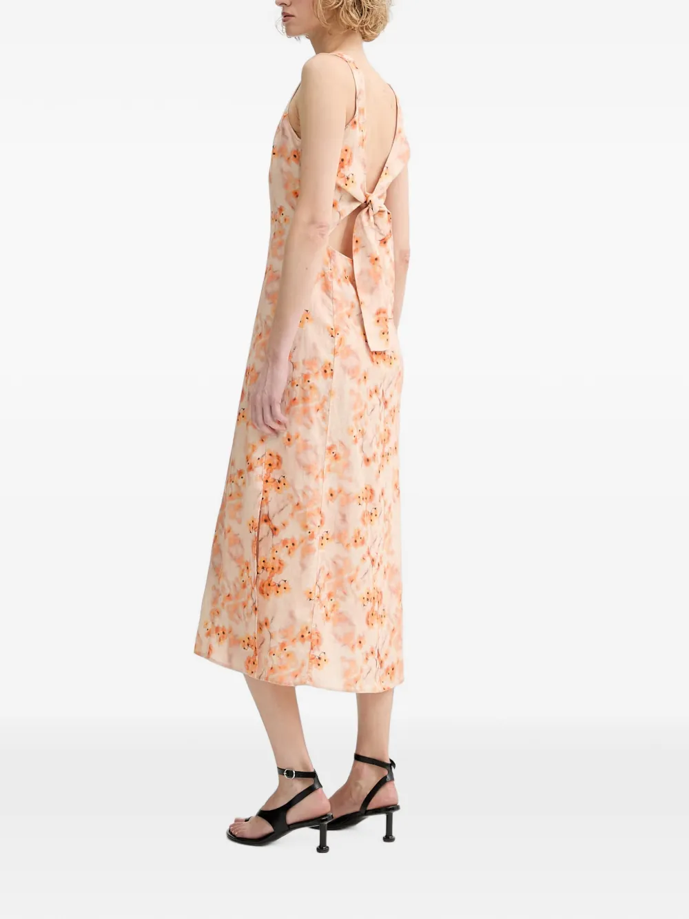 Marc O'Polo floral-print tie-back midi dress Oranje
