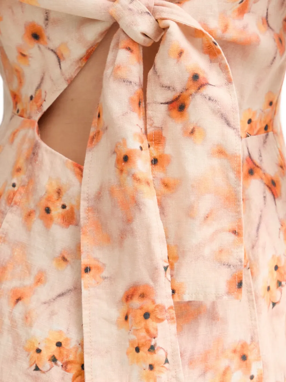 Marc O'Polo floral-print tie-back midi dress Oranje