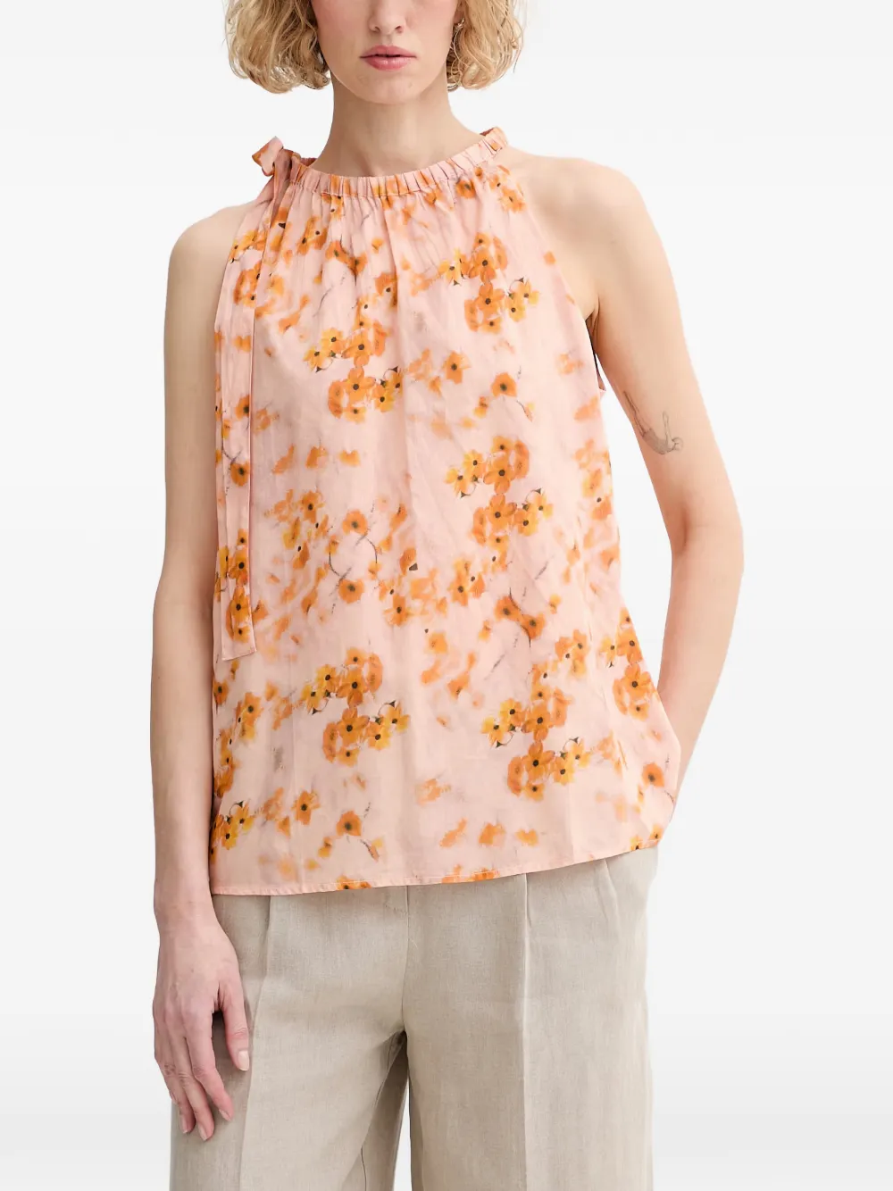 Marc O'Polo floral-print tie-neck top