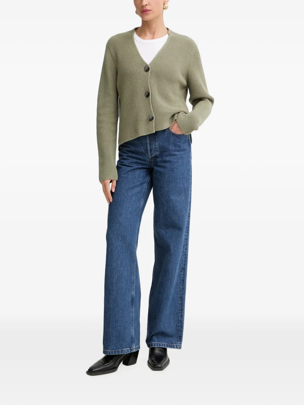 Marc O'Polo Ribgebreid vest Groen