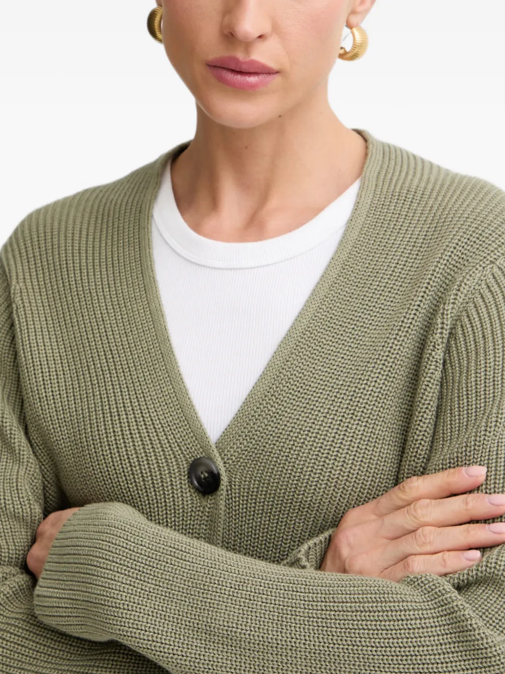 Marc O'Polo Ribgebreid vest Groen