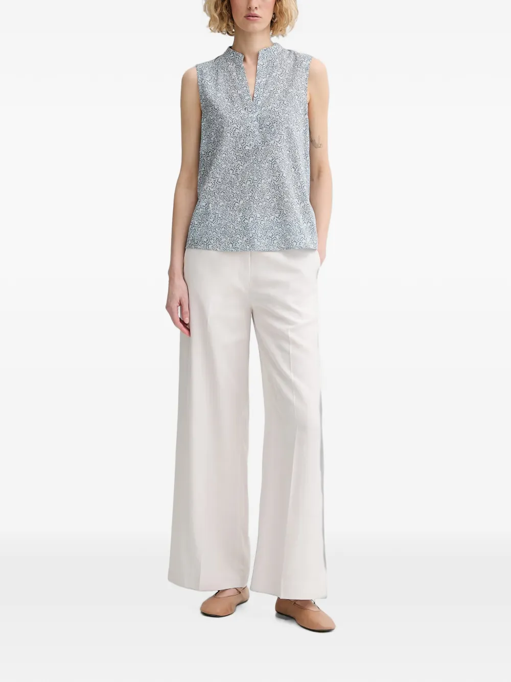 Marc O'Polo Mouwloze blouse met vlinderprint Blauw