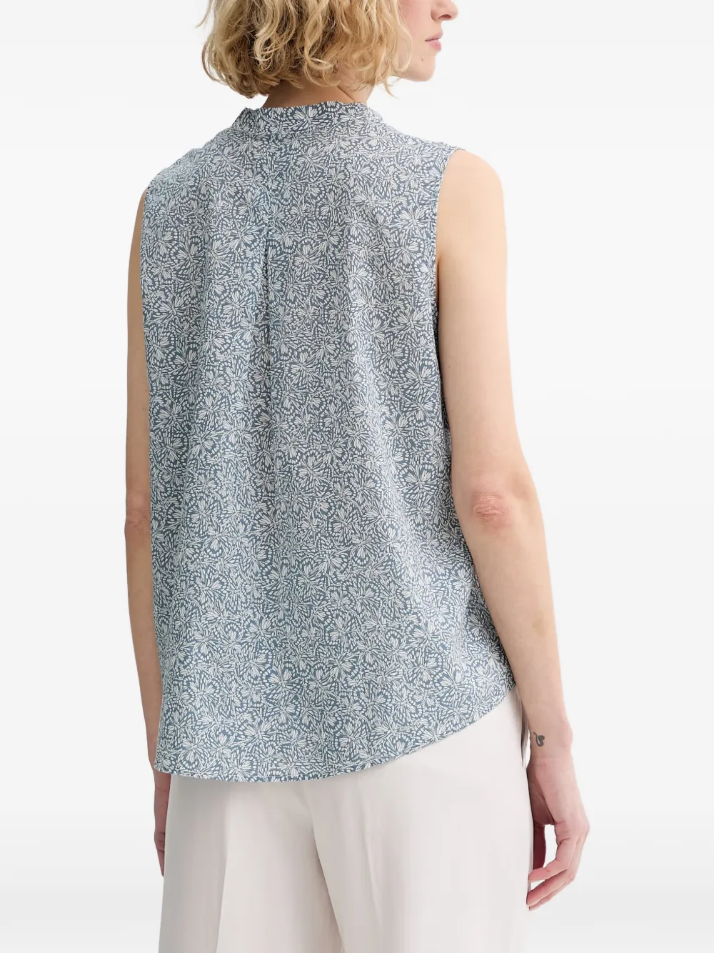 Marc O'Polo Mouwloze blouse met vlinderprint Blauw
