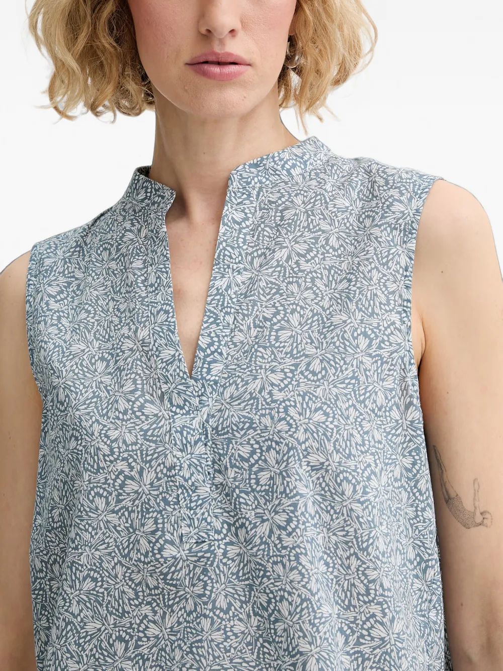 Marc O'Polo Mouwloze blouse met vlinderprint Blauw