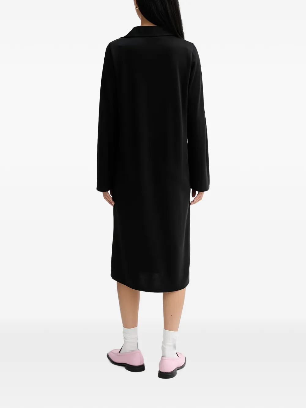 Marc O'Polo midi-jurk met polokraag en lange mouwen Zwart