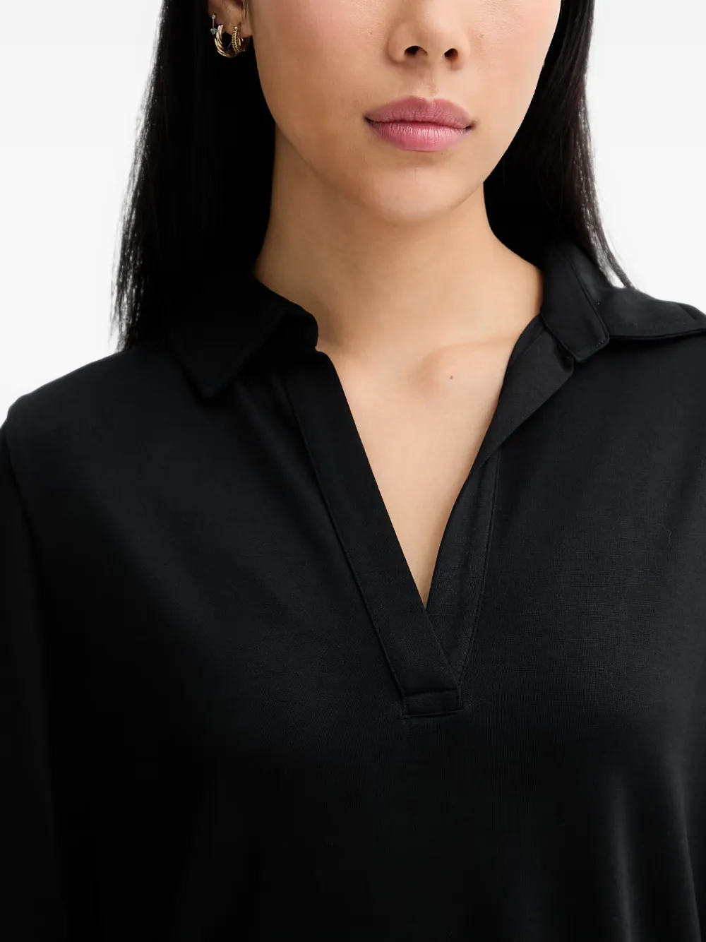 Marc O'Polo midi-jurk met polokraag en lange mouwen Zwart