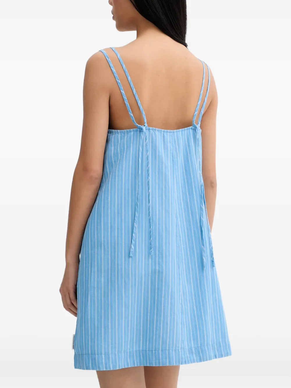 Marc O'Polo vertical-stripe square-neck mini dress Blauw