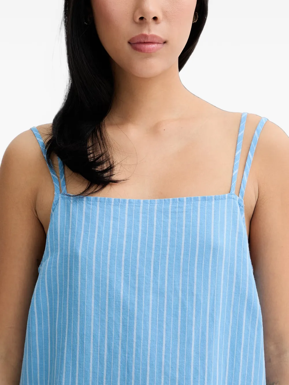 Marc O'Polo vertical-stripe square-neck mini dress Blauw
