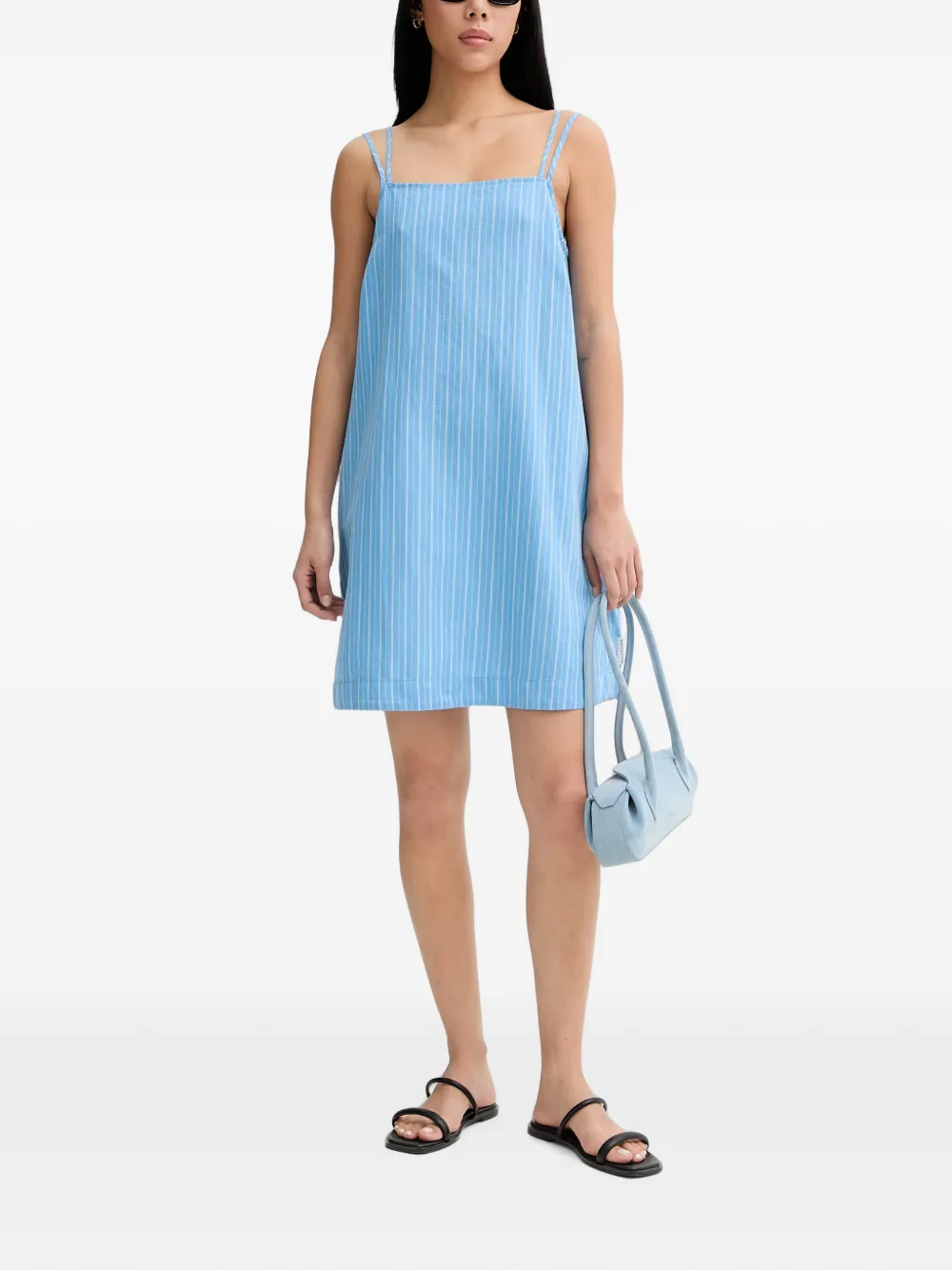 Marc O'Polo vertical-stripe square-neck mini dress Blauw