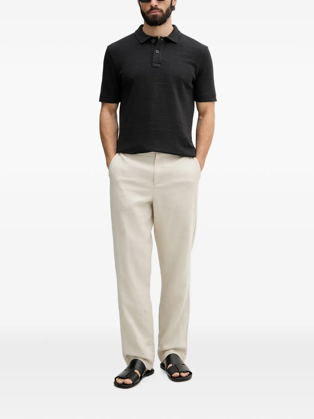 Marc O'Polo Poloshirt met textuur Zwart