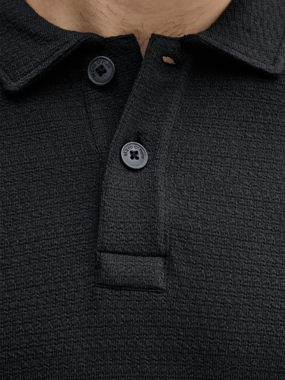 Marc O'Polo Poloshirt met textuur Zwart
