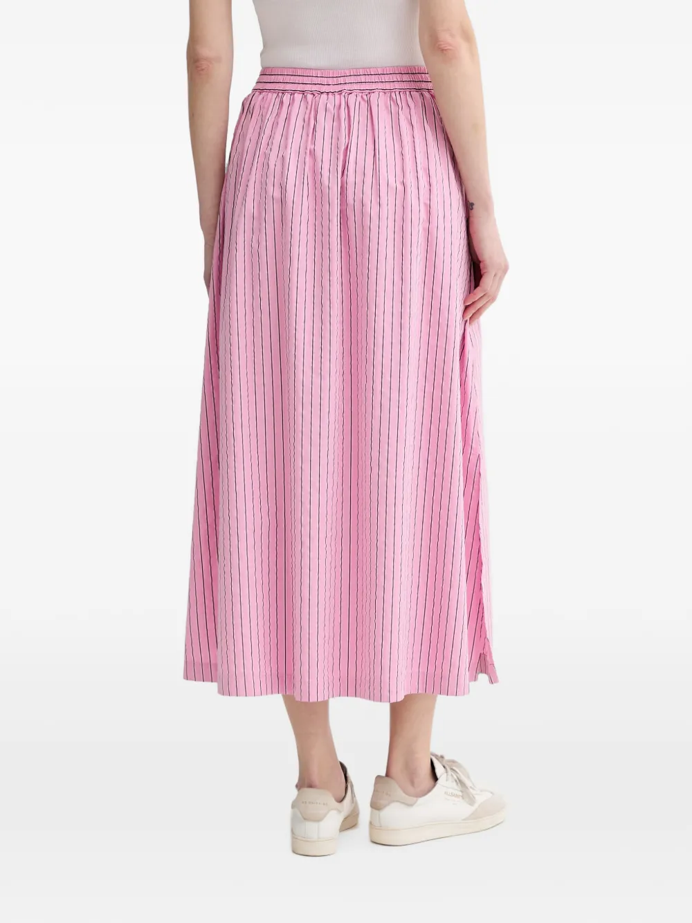 Marc O'Polo Midi-rok met trekkoord en verticale streep Roze