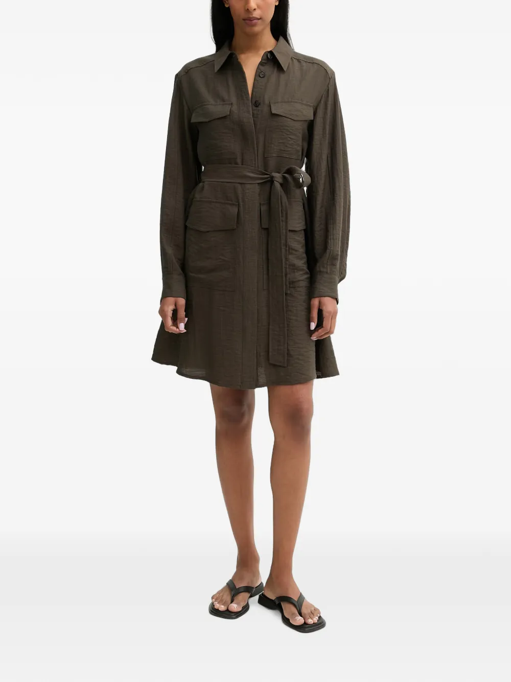 Marc O'Polo belted cargo mini dress - Grün
