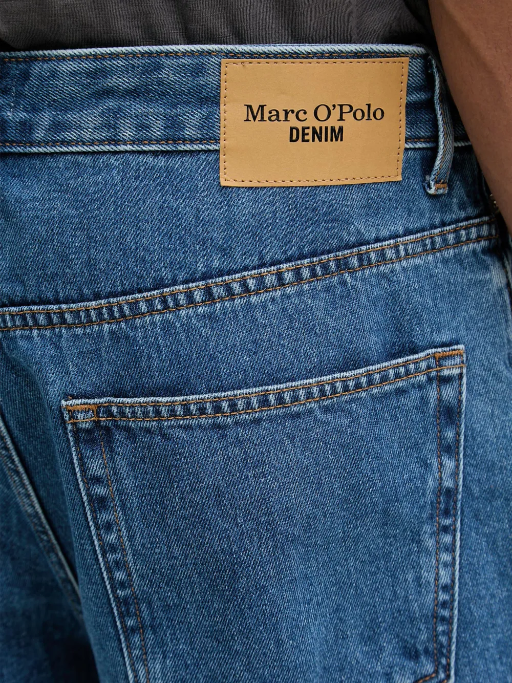 Marc O'Polo Denim shorts met logopatch Blauw