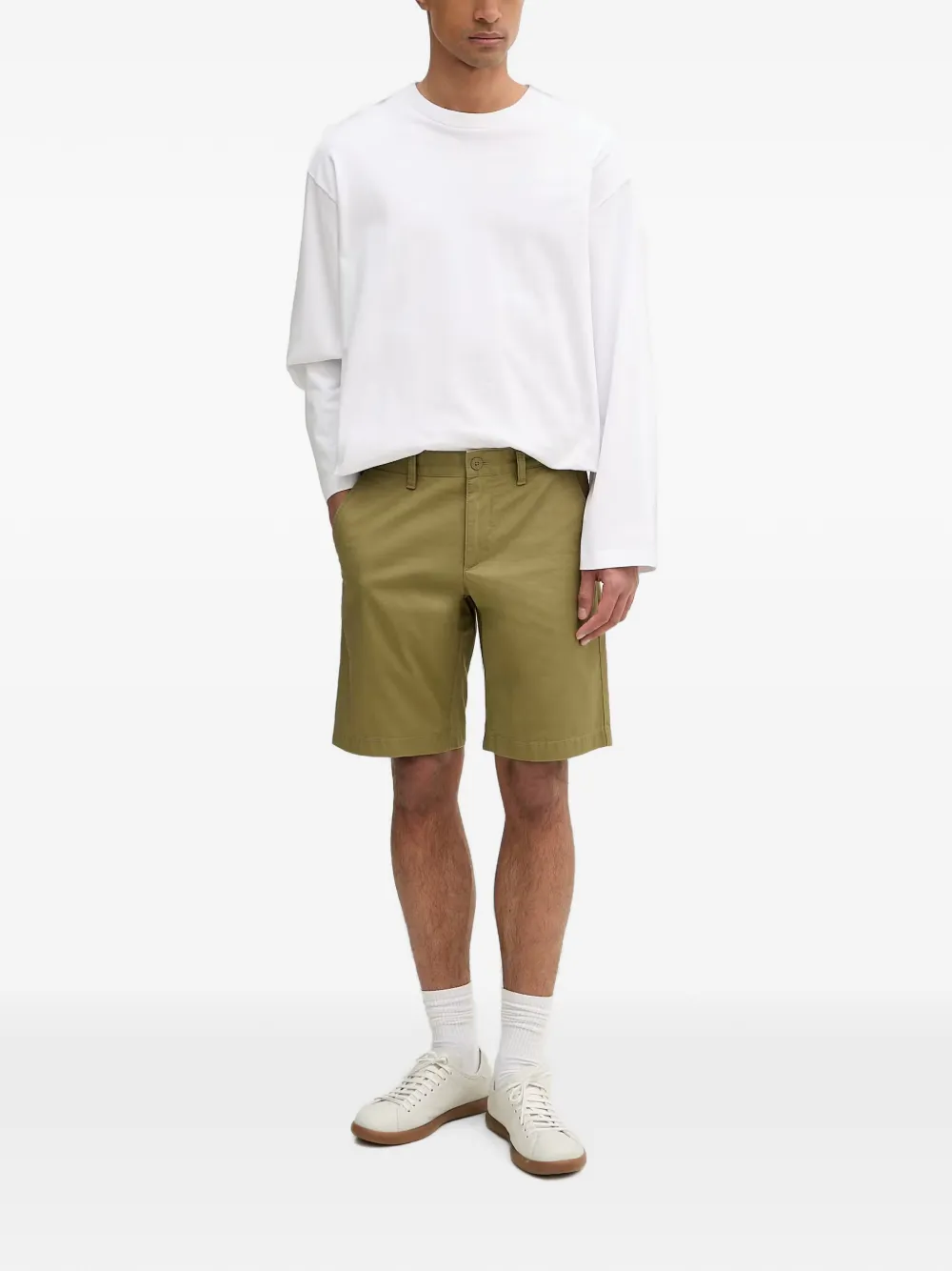 Marc O'Polo logo-embroidered chino shorts Groen