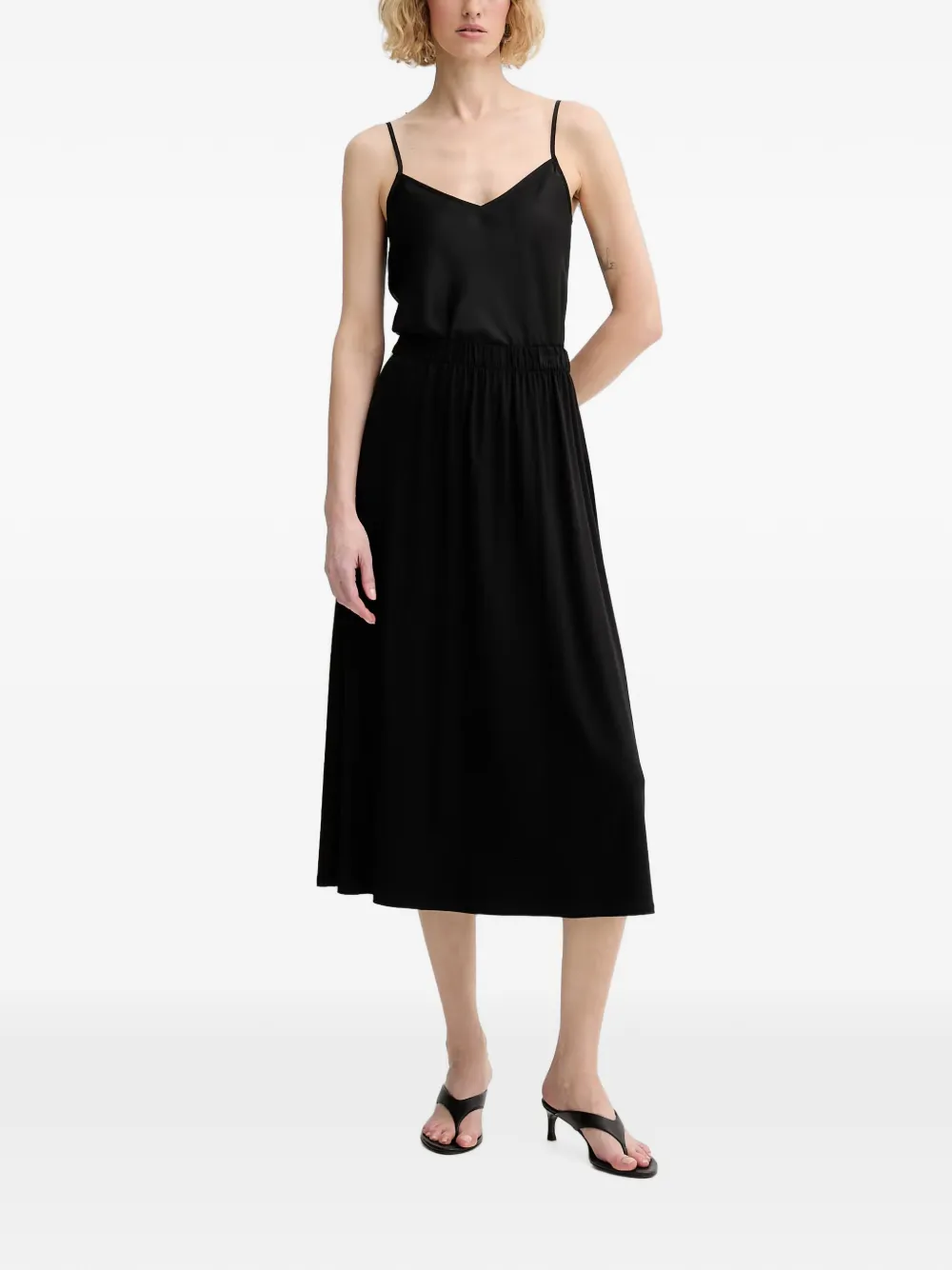 Marc O'Polo Midi-rok met elastische taille Zwart