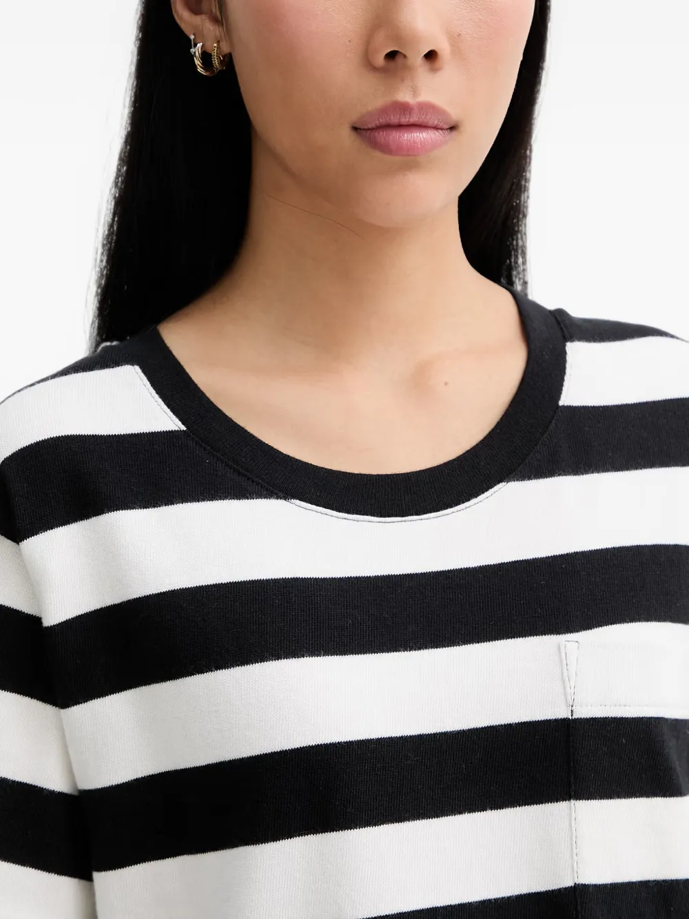 Marc O'Polo T-shirt met gestreepte zak Zwart