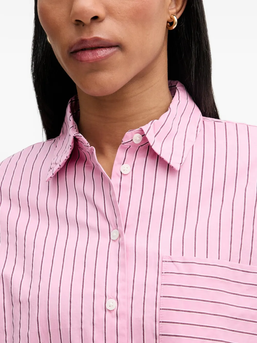 Marc O'Polo chest-pocket striped shirt Roze