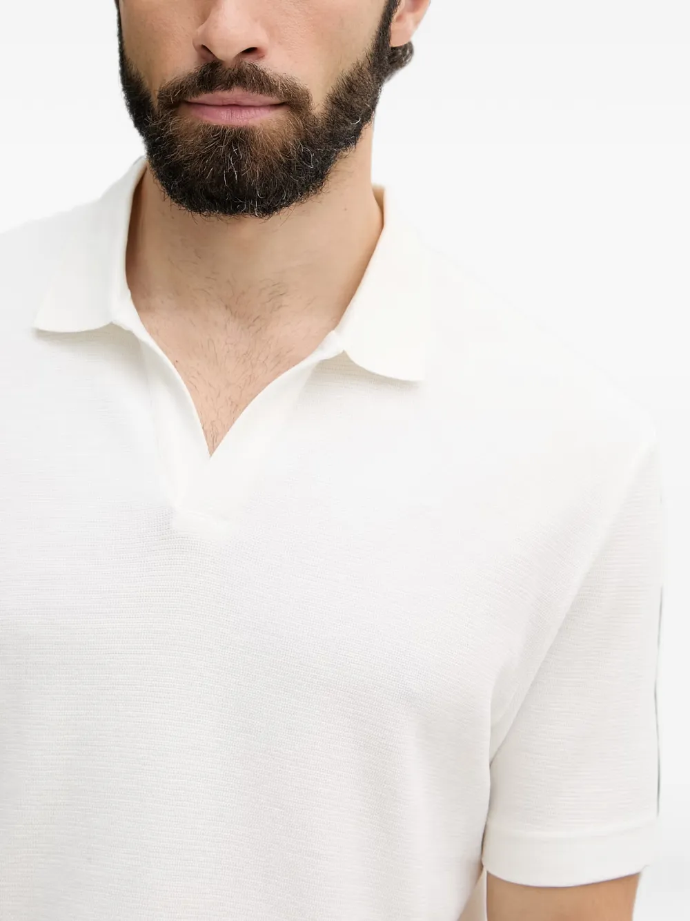 Marc O'Polo T-shirt met V-hals en textuur Wit