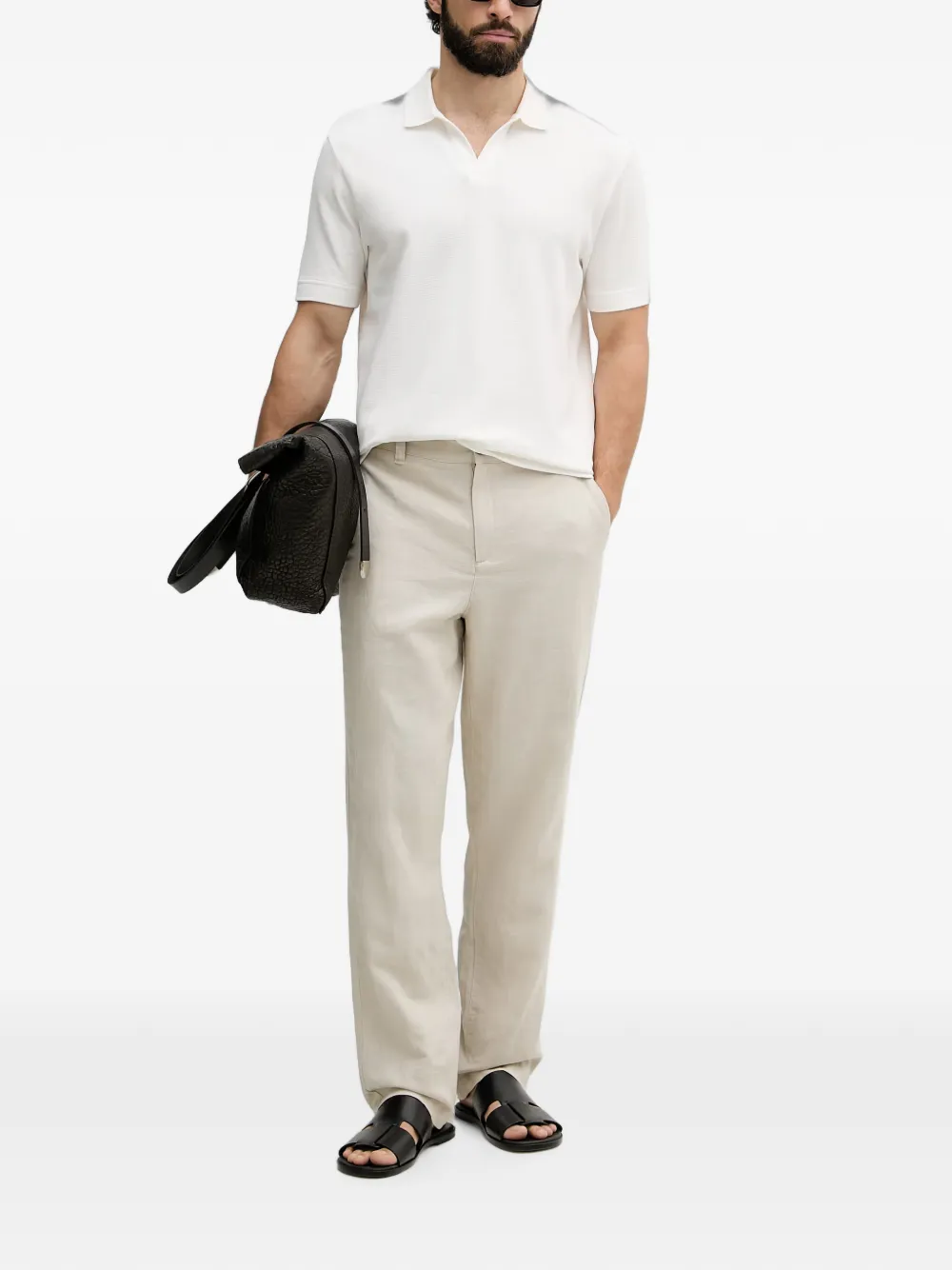 Marc O'Polo T-shirt met V-hals en textuur Wit