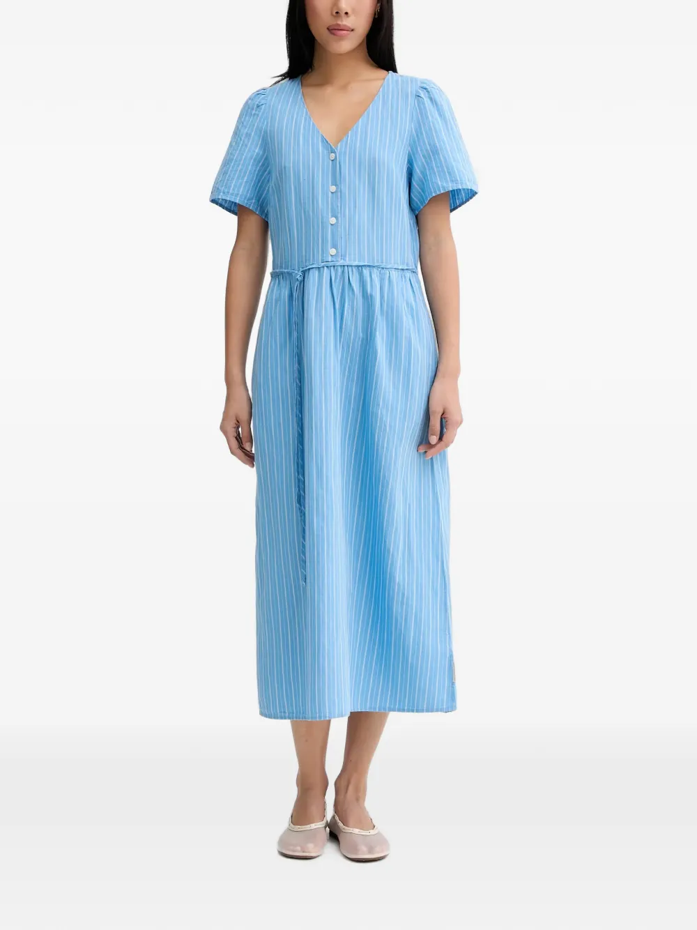 Marc O'Polo striped V-neck midi dress - Bleu Marc O'Polo striped V-neck midi dress - Bleu
