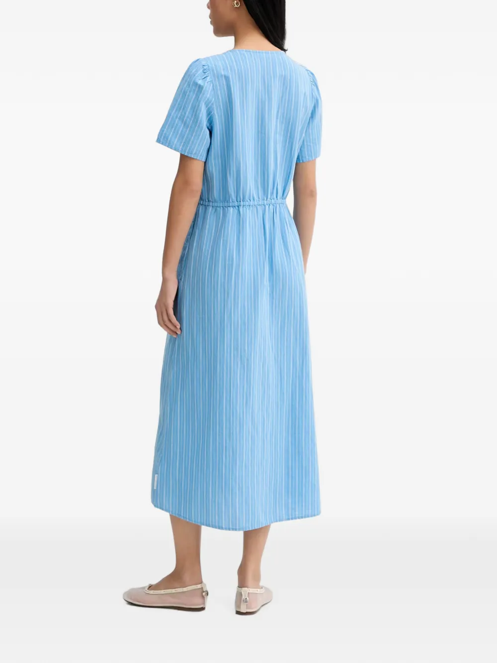 Marc O'Polo striped V-neck midi dress Blauw