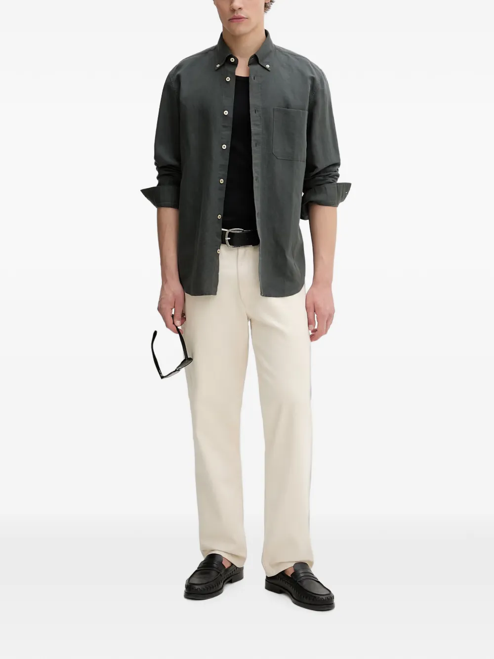 Marc O'Polo Button-down overhemd met zak Groen