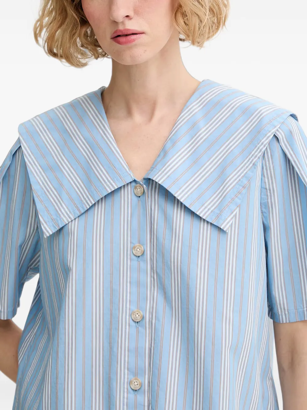 Marc O'Polo striped sailor-collar shirt Blauw