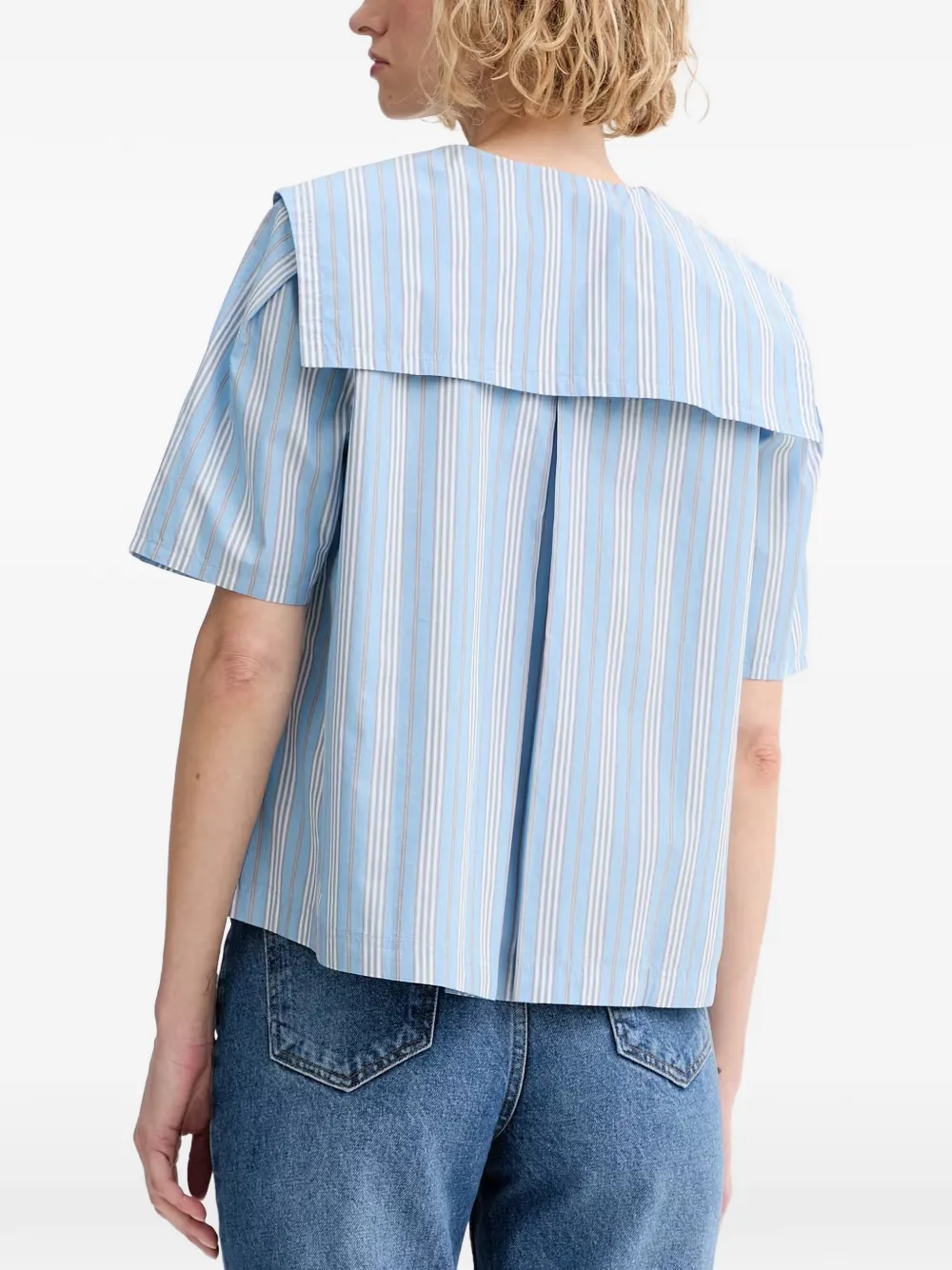 Marc O'Polo striped sailor-collar shirt Blauw