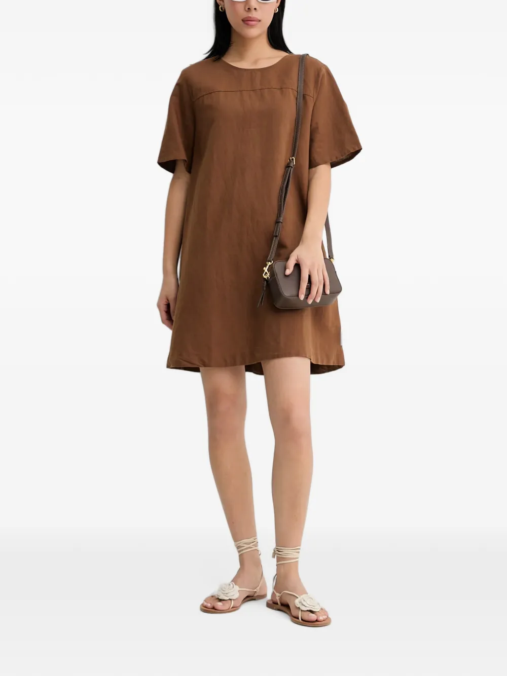 Marc O'Polo Mini-jurk met strik Bruin