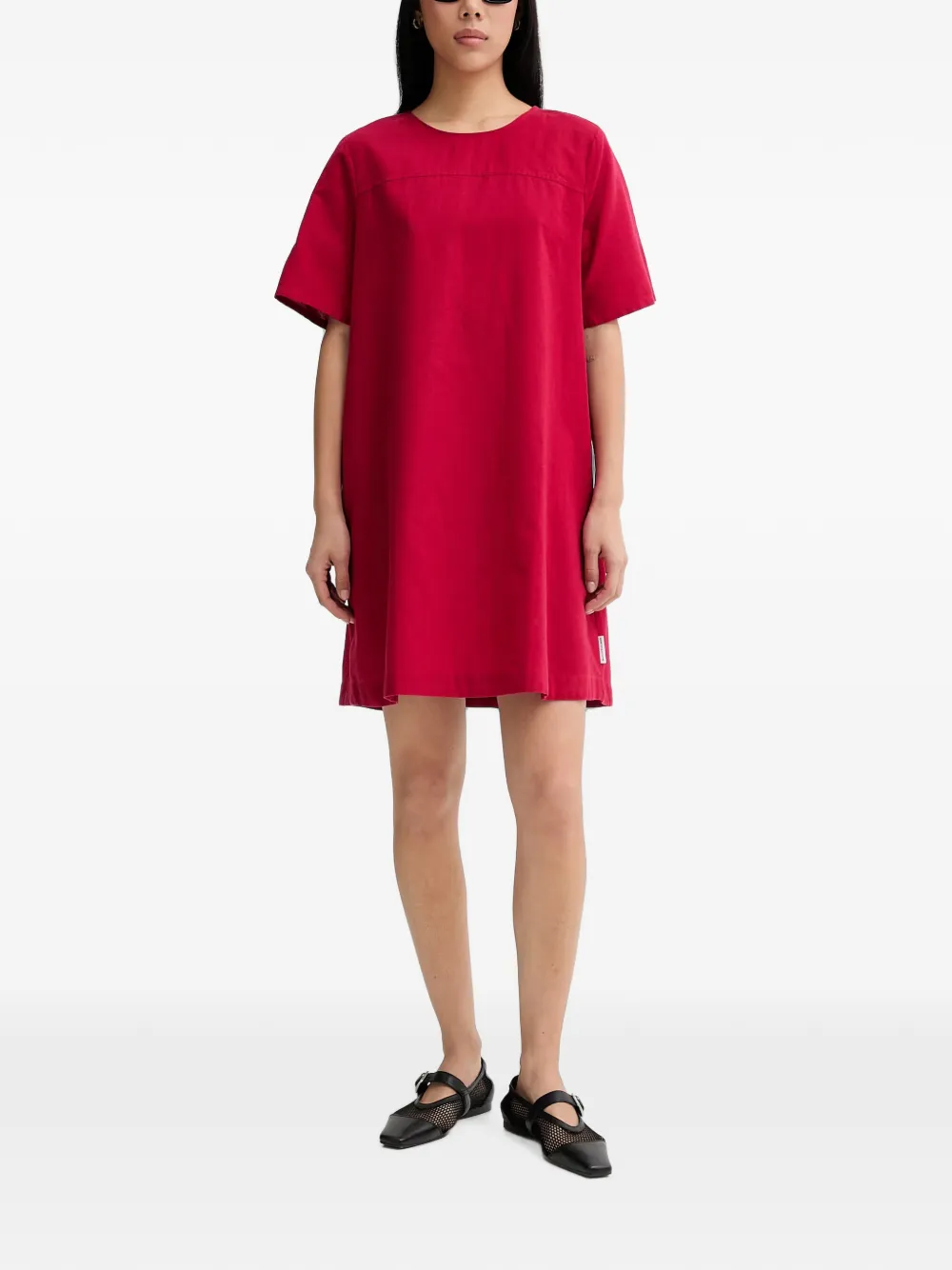 Marc O'Polo tie-back short-sleeved shift mini dress Rood