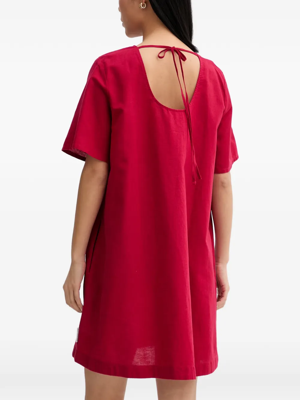 Marc O'Polo tie-back short-sleeved shift mini dress Rood