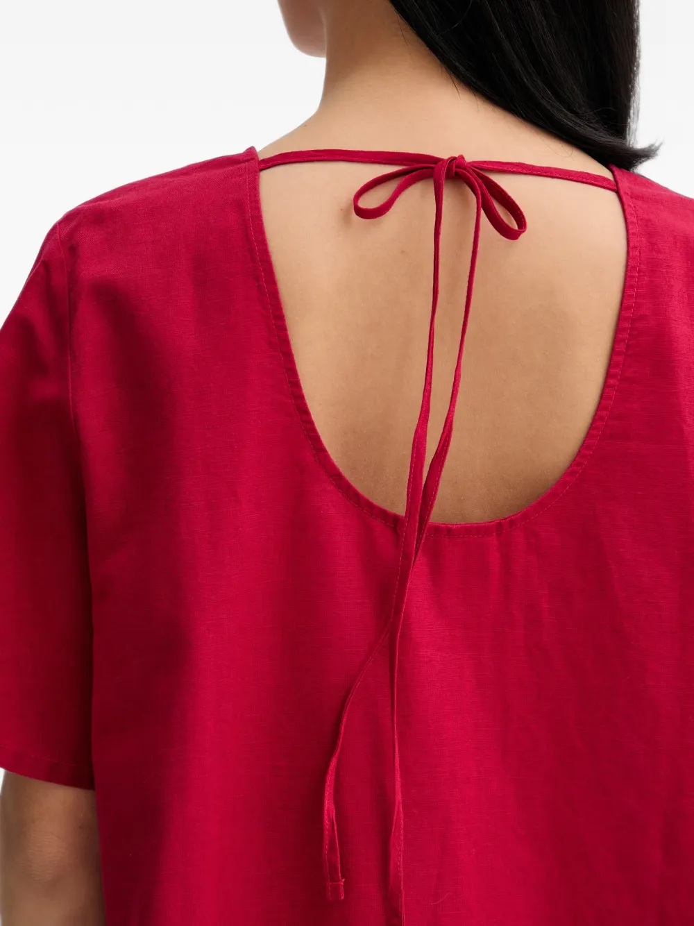 Marc O'Polo tie-back short-sleeved shift mini dress Rood