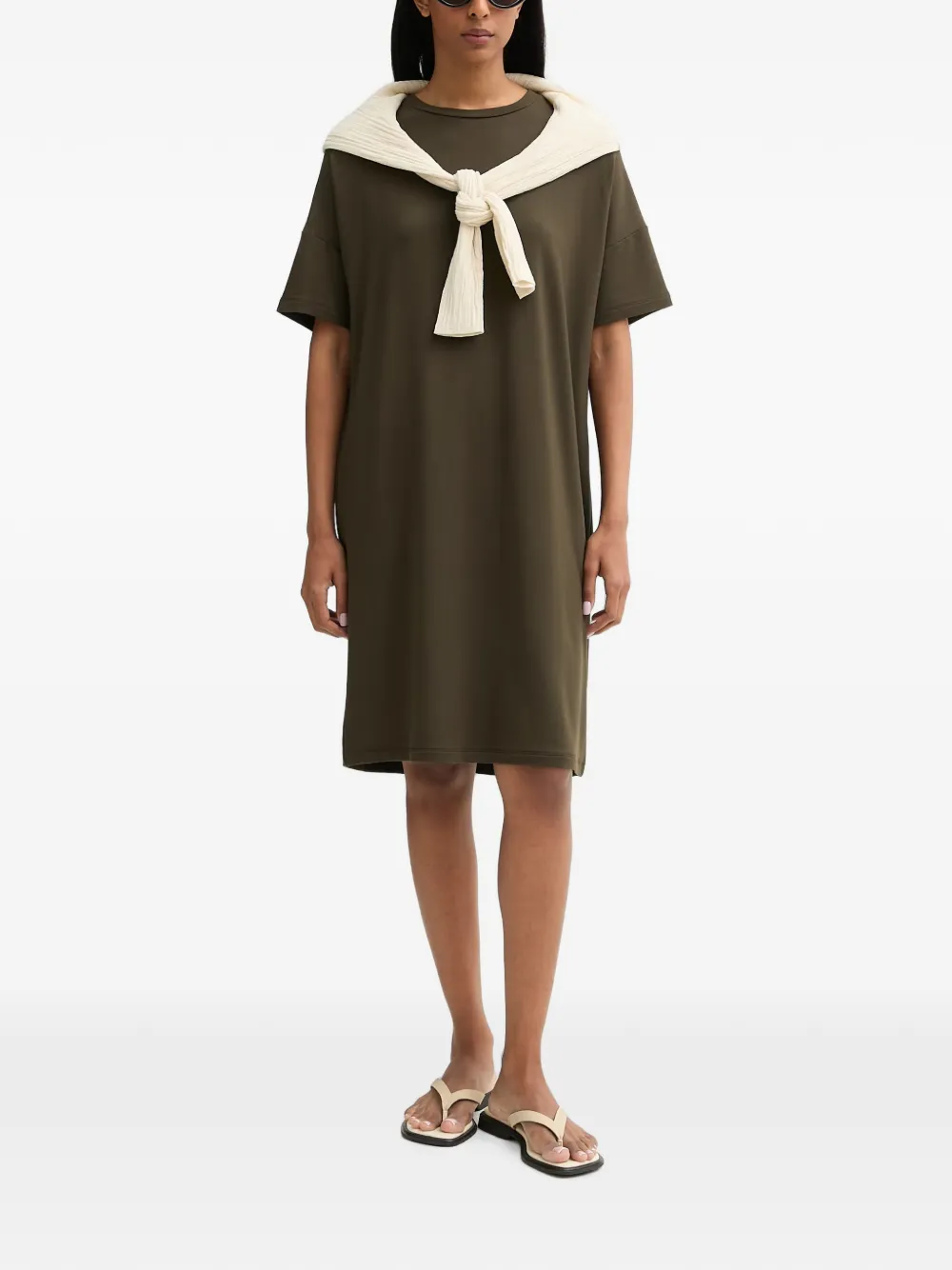Marc O'Polo Mini-jurk met ronde hals en korte mouwen Groen
