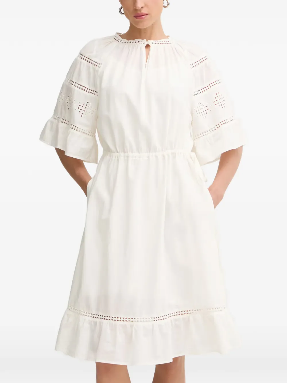 Marc O'Polo broderie-anglaise ruffled mini dress