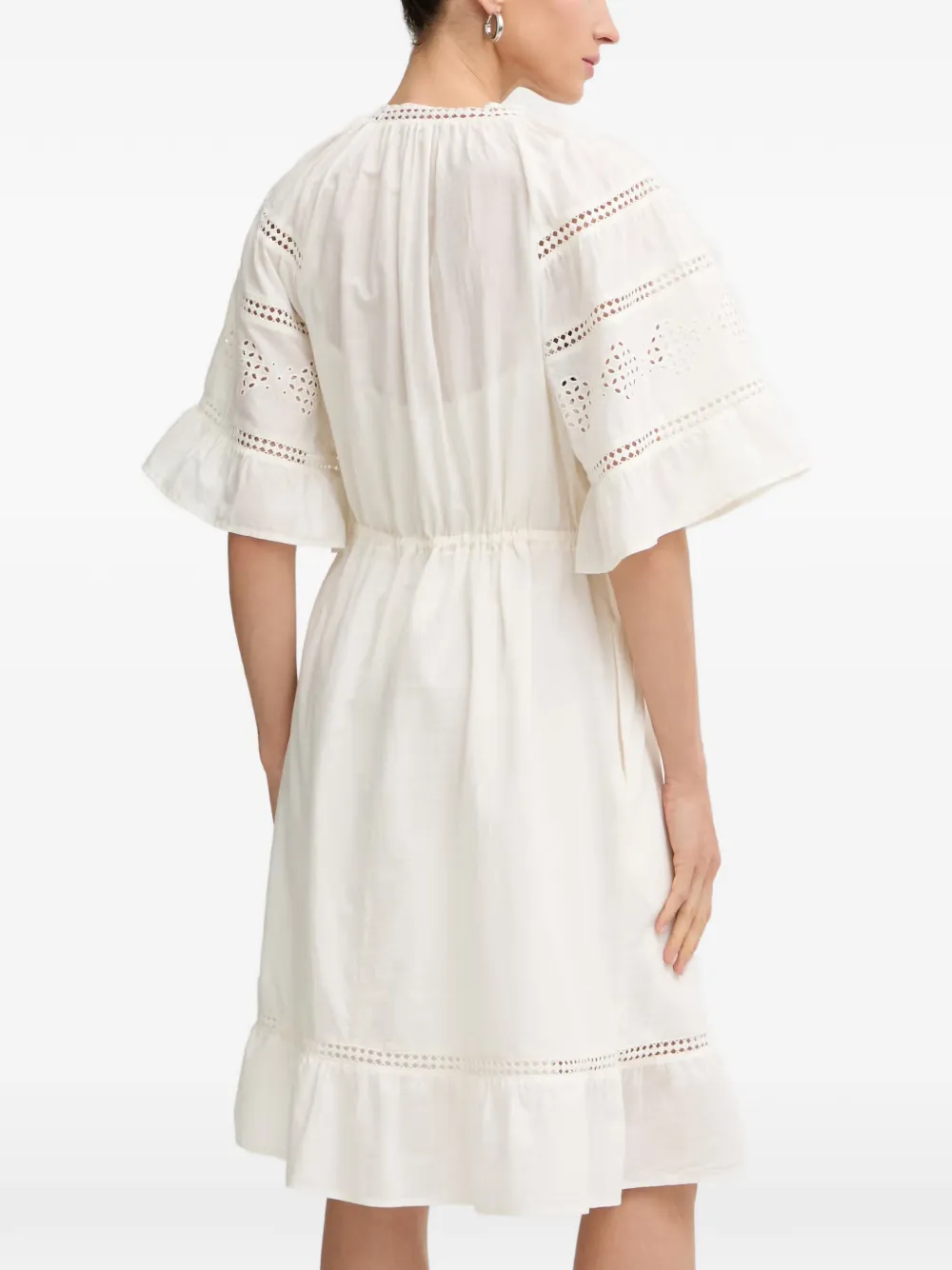 Marc O'Polo Broderie anglaise mini-jurk Wit